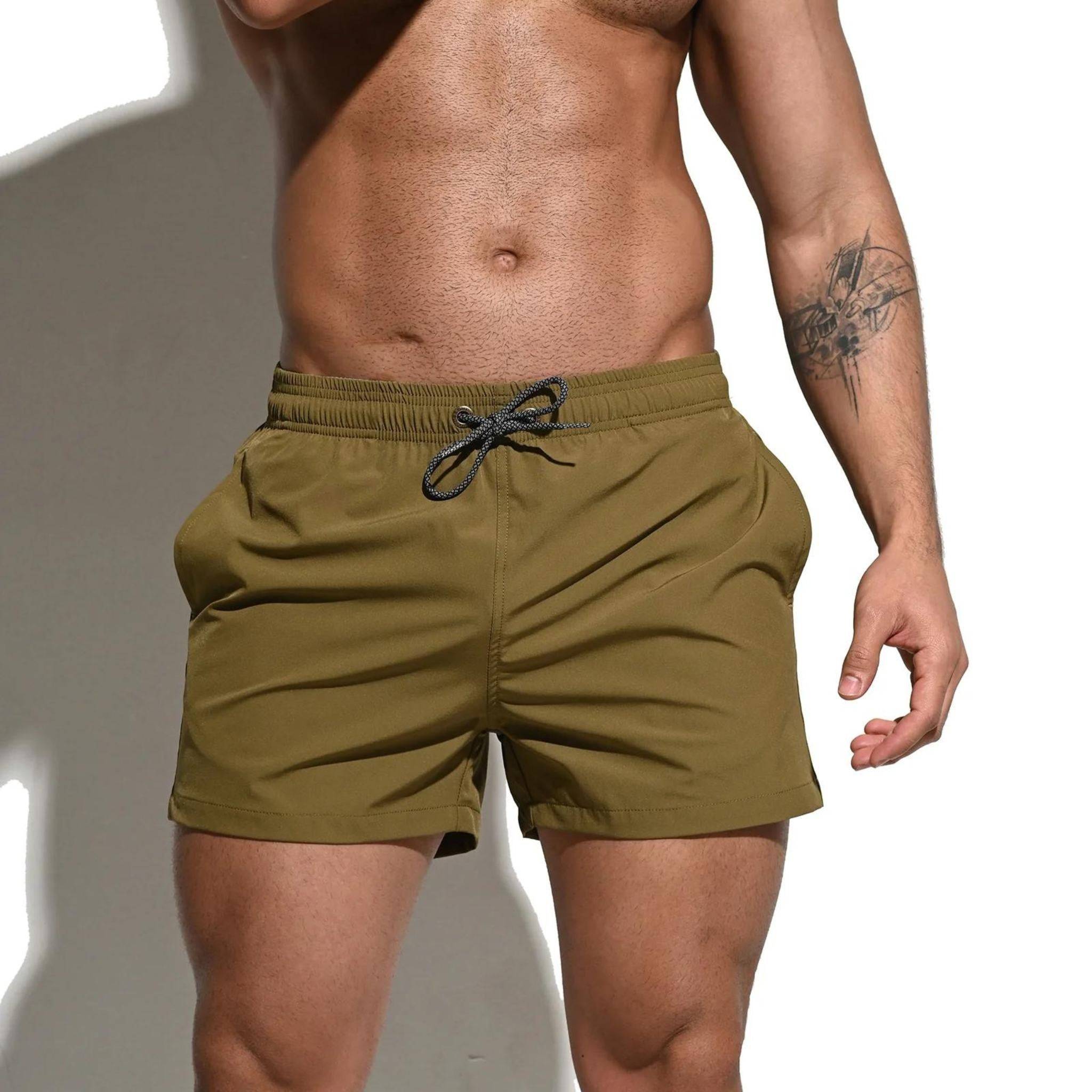 4-Way Stretch Swim Trunks - Army Green