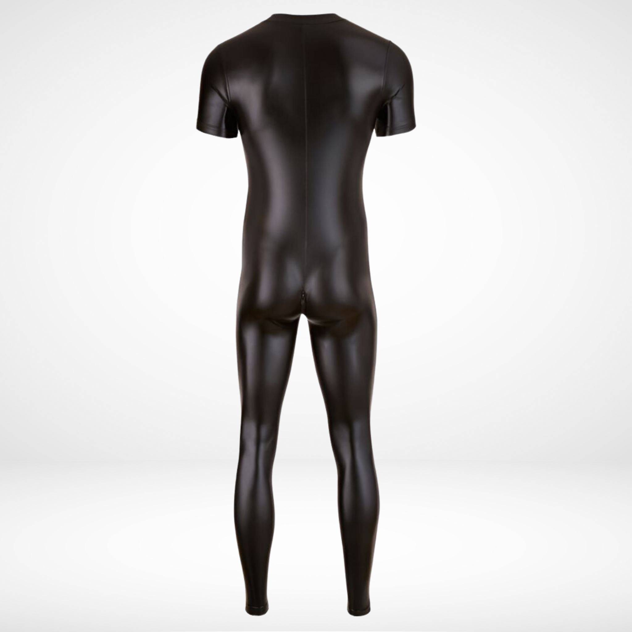 Black Double Zipper Full Body Form Fitted Bodysuit - CrownJewel.co