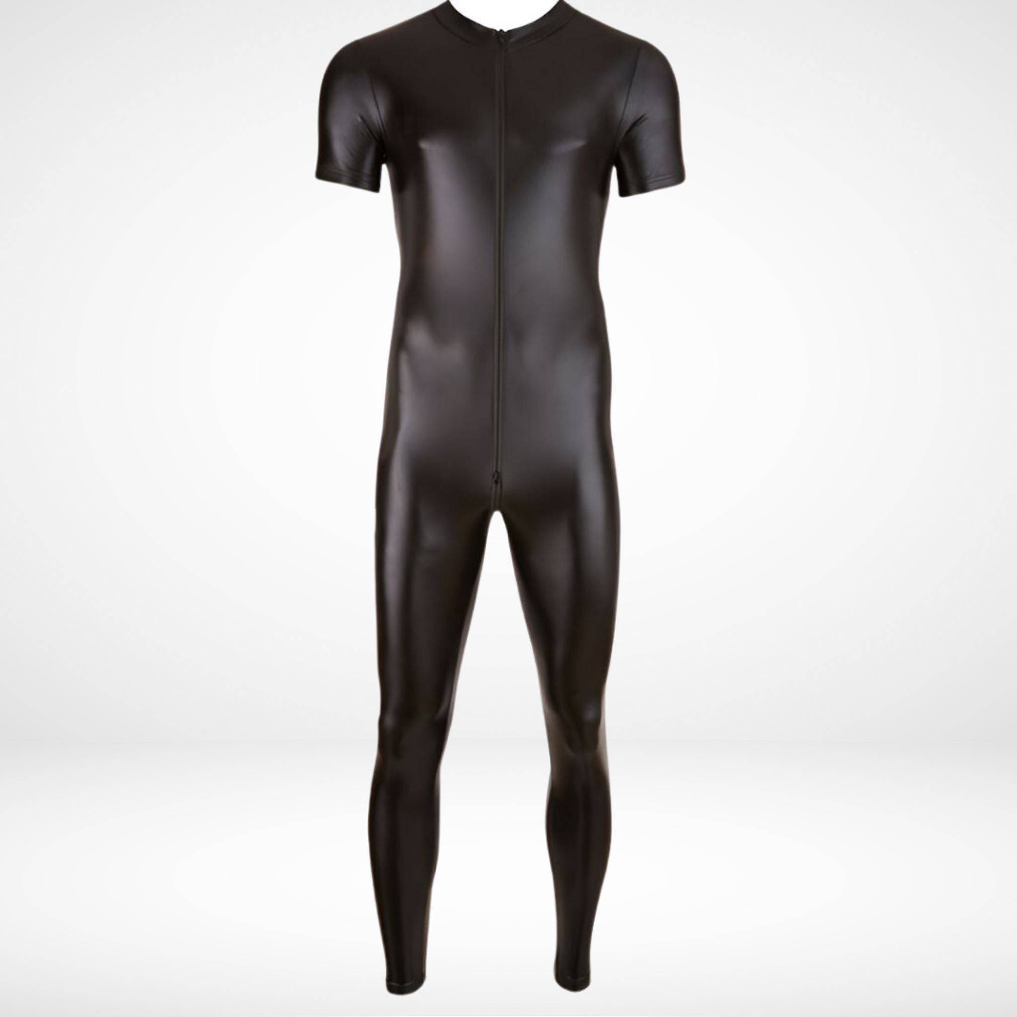 Black Double Zipper Full Body Form Fitted Bodysuit - CrownJewel.co