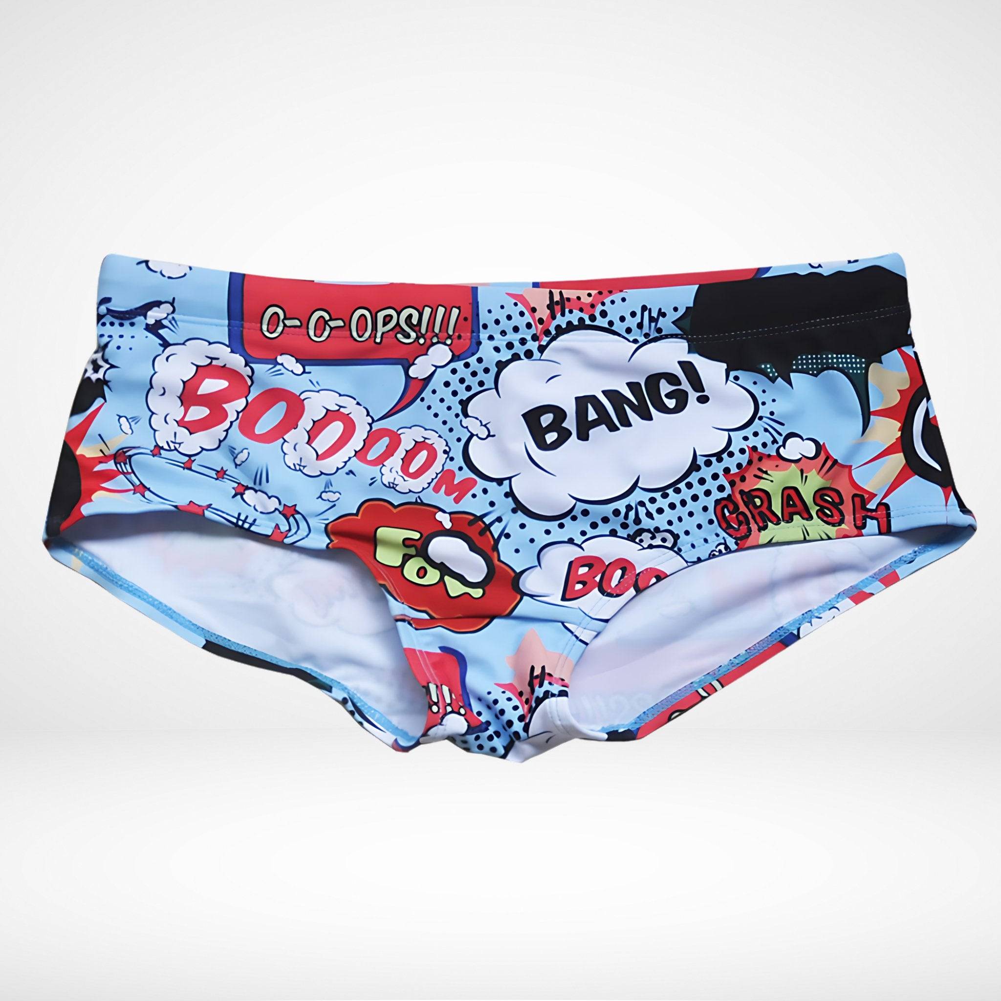 Comic Print Square Cut Men's Swim Briefs - CrownJewel.co