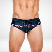 Flamingo Print Swim Briefs - CrownJewel.co