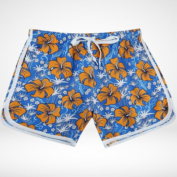 Hibiscus Floral Hawaiian Swim Trunks - CrownJewel.co