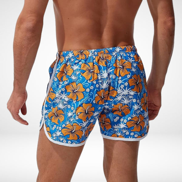 Hibiscus Floral Hawaiian Swim Trunks - CrownJewel.co