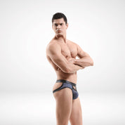 Breathable Mesh Jockstrap - Hollow Front - Blue Grey