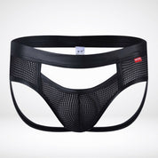 Breathable Mesh Jockstrap - Hollow Front - Black