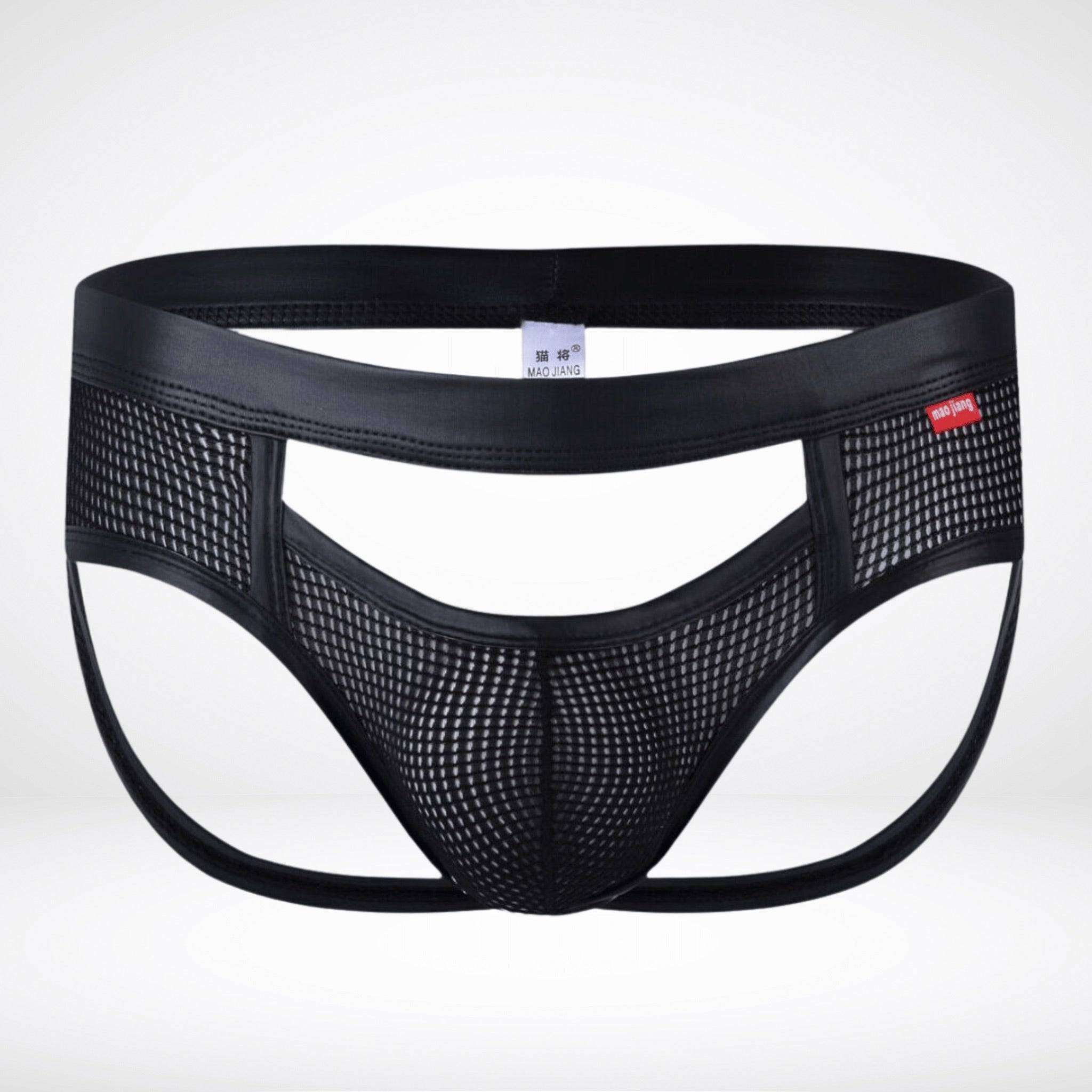 Breathable Mesh Jockstrap - Hollow Front - Black