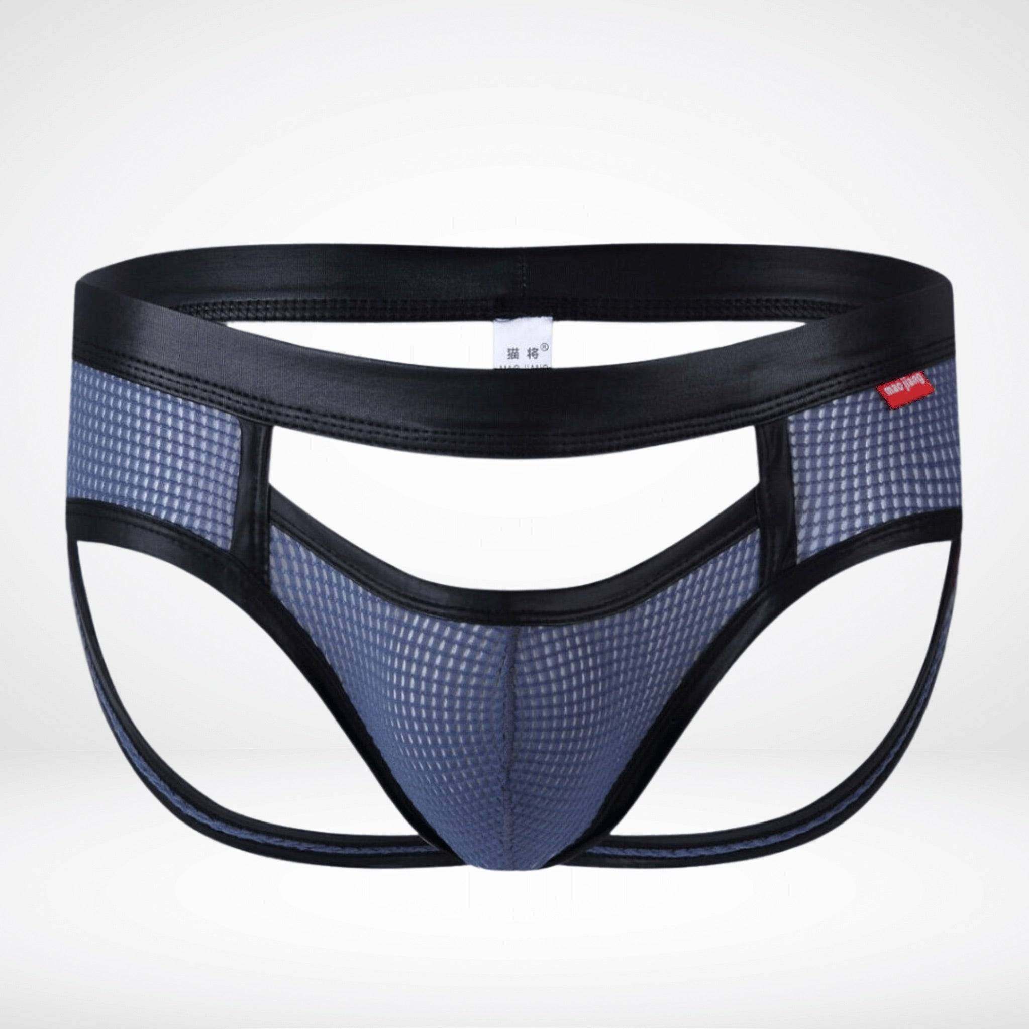 Breathable Mesh Jockstrap - Hollow Front - Blue Grey