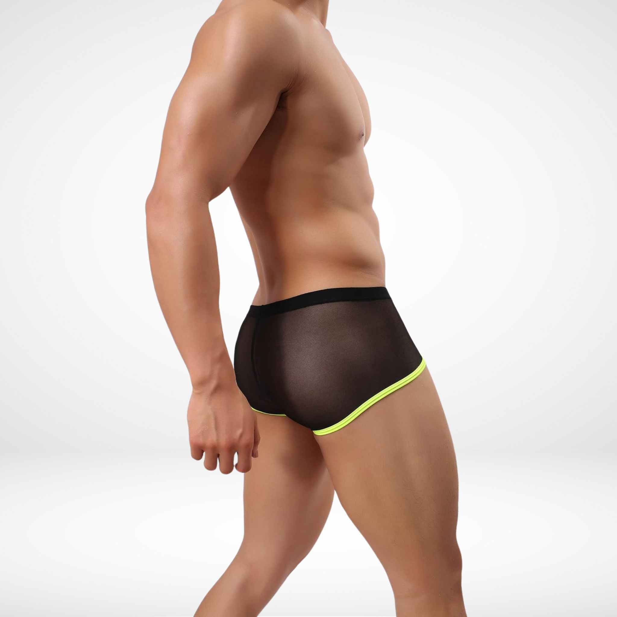 JJSOX Mesh See Through Boxer Briefs - Black