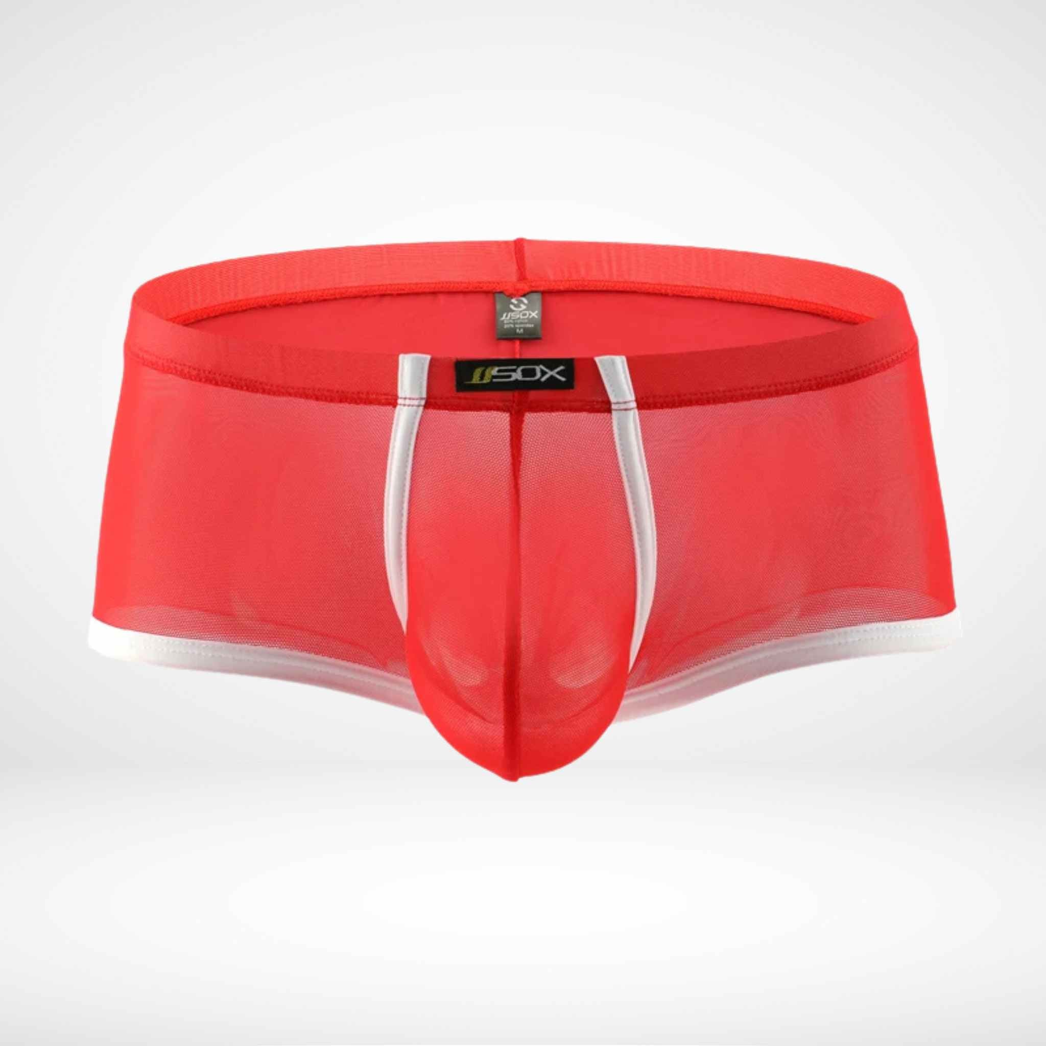 JJSOX Mesh See Through Boxer Briefs - Red