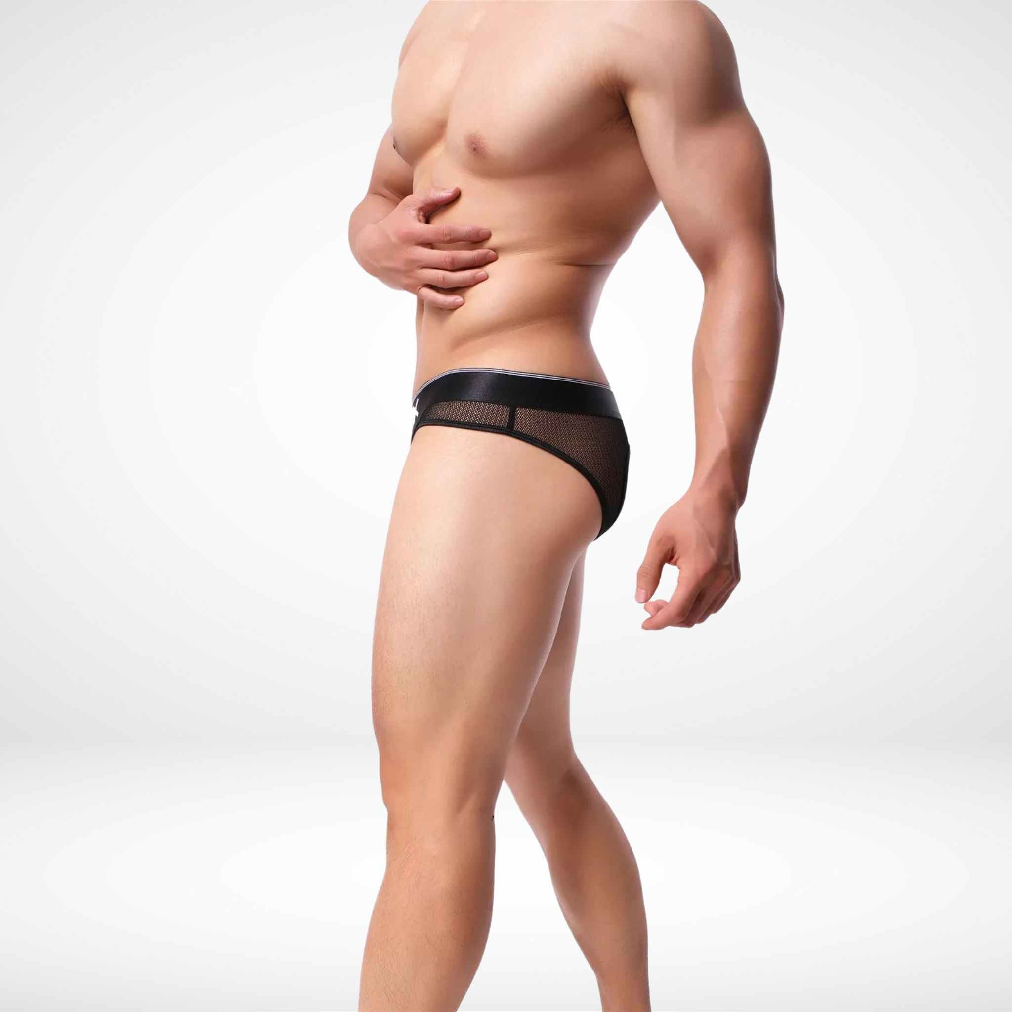 JJSOX Men’s Mesh Open Back Briefs - Black