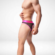 JJSOX Men’s Mesh Open Back Briefs - Deep Pink