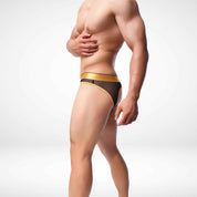 JJSOX Men’s Mesh Open Back Briefs - Gold