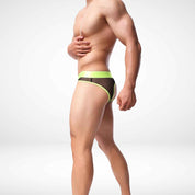 JJSOX Men’s Mesh Open Back Briefs - Neon Green