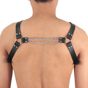 Leather & Chain Cross Chest Adjustable Harness - CrownJewel.co