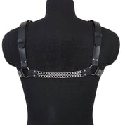 Leather & Chain Cross Chest Adjustable Harness - CrownJewel.co