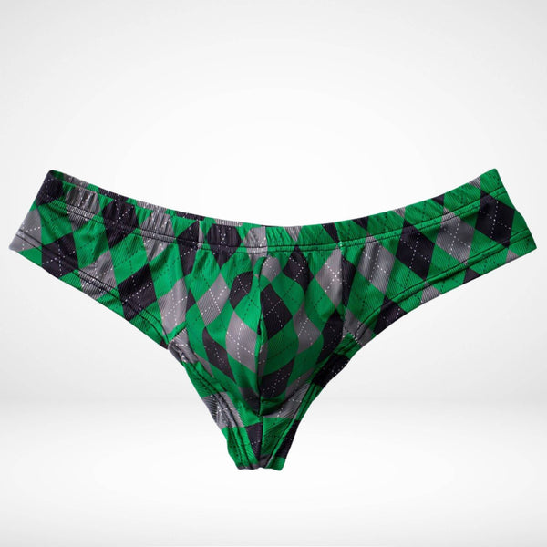 Plaid Brief Front Thong Underwear - CrownJewel.co