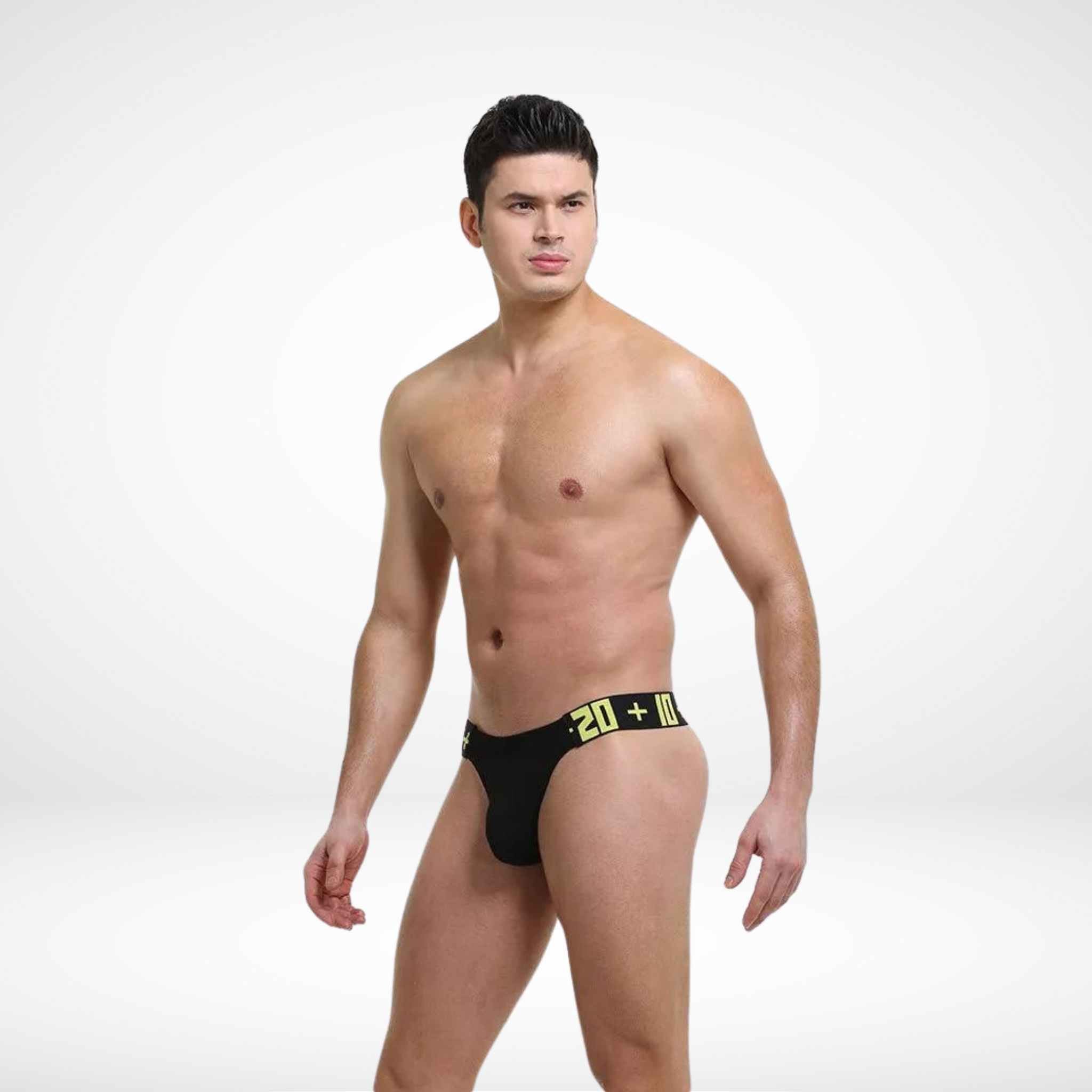 Men’s Ribbed Athletic Thong - Black