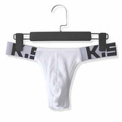 Men’s Ribbed Athletic Thong - White