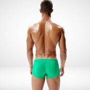 Back view of SeoBean bright green stretch boxer briefs, showcasing a sleek and comfortable fit for men.