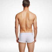 Back view of SeoBean soft breathable cotton men's boxer briefs in white, designed for comfort and a smooth fit.