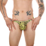 Leopard Print Men’s Thong Underwear - Green & Black