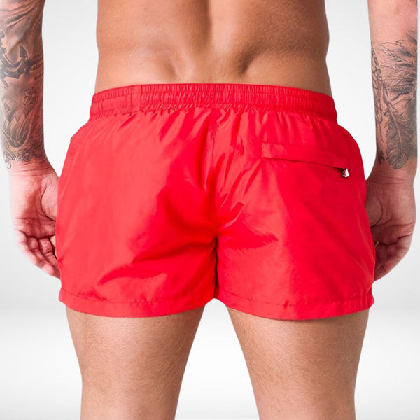 Short Solid Color Swim Trunks + Zipper Pockets - CrownJewel.co