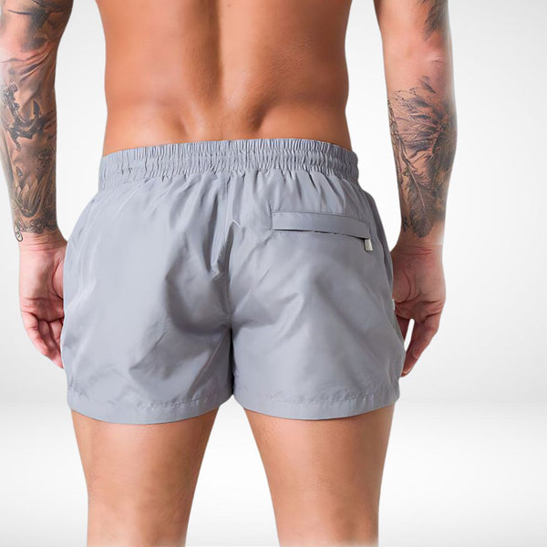 Short Solid Color Swim Trunks + Zipper Pockets - CrownJewel.co