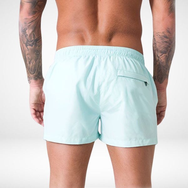 Short Solid Color Swim Trunks + Zipper Pockets - CrownJewel.co