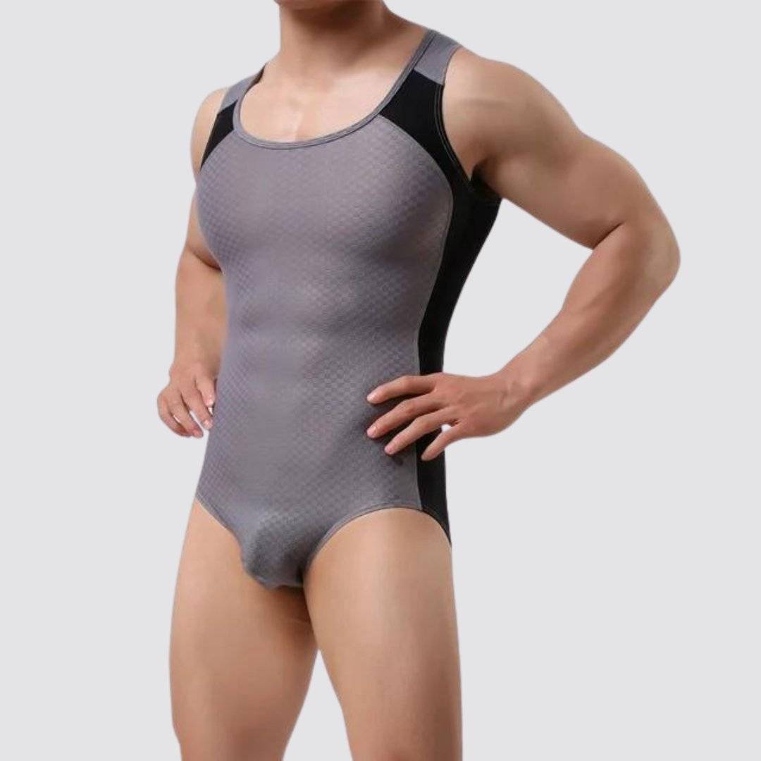 Side Stripe Form Fitting Men's Bodysuit - CrownJewel.co