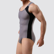 Side Stripe Form Fitting Men's Bodysuit - CrownJewel.co