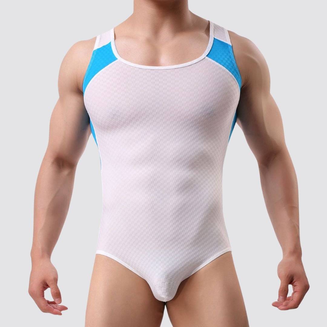 Side Stripe Form Fitting Men's Bodysuit - CrownJewel.co