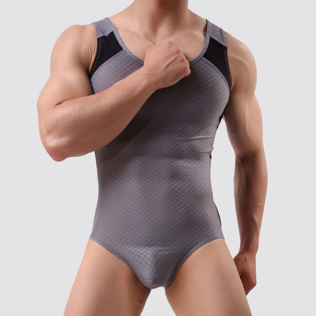 Side Stripe Form Fitting Men's Bodysuit - CrownJewel.co