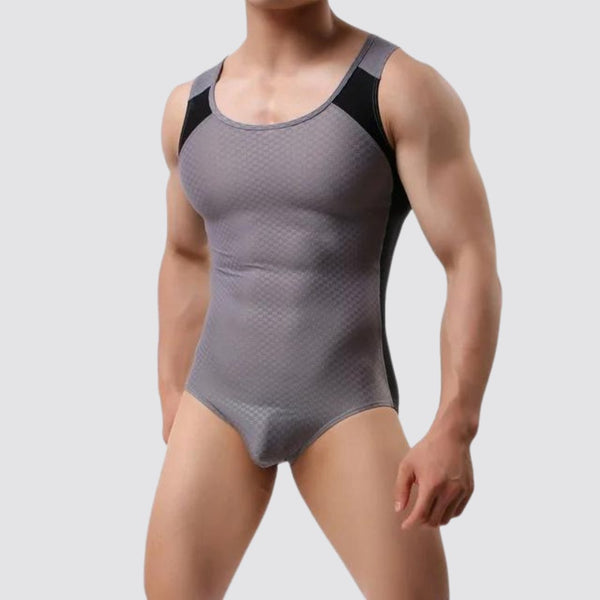 Side Stripe Form Fitting Men's Bodysuit - CrownJewel.co