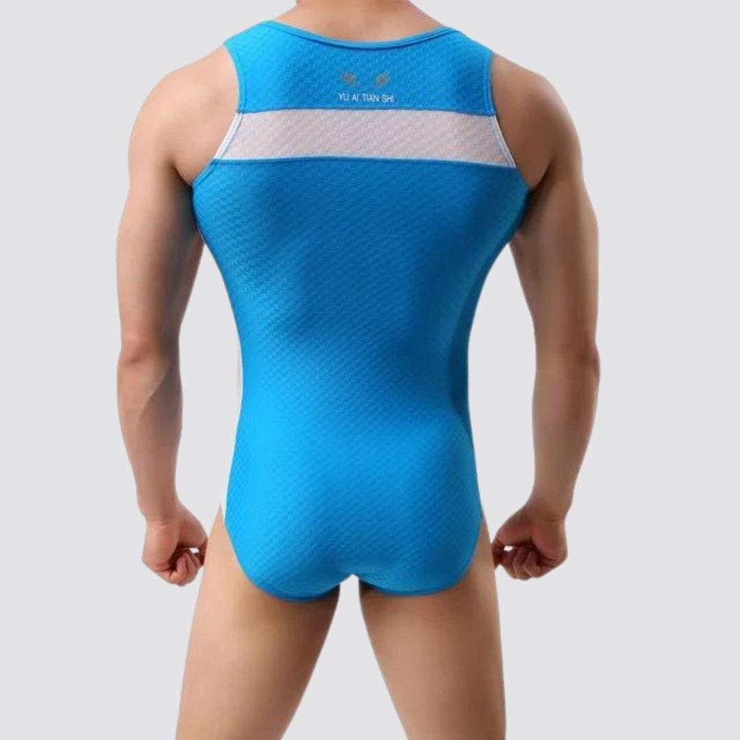 Side Stripe Form Fitting Men's Bodysuit - CrownJewel.co