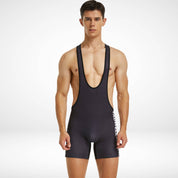 Men's Tauwell Wrestling Singlet Bodysuit in solid black with a deep scoop neckline and form-fitting athletic design.