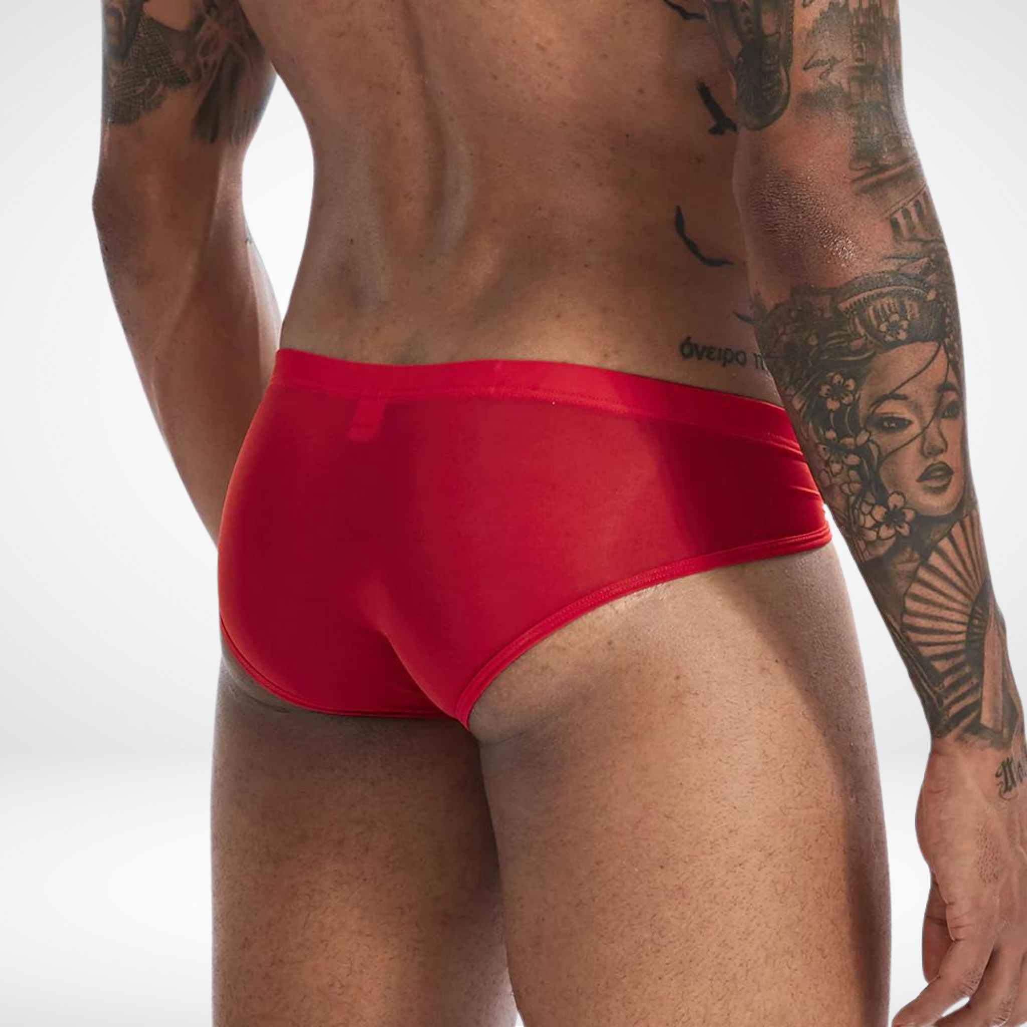 Sheer Bulge Pouch Briefs - Red