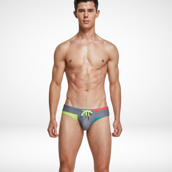 Tricolor Geometric Swim Briefs - CrownJewel.co