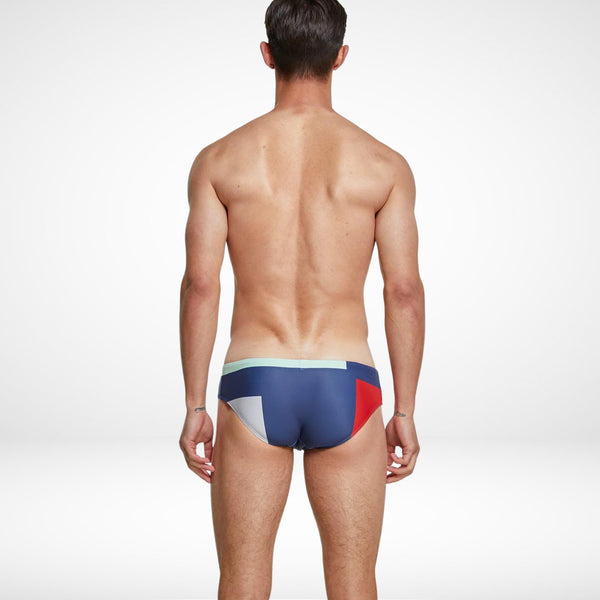 Tricolor Geometric Swim Briefs - CrownJewel.co