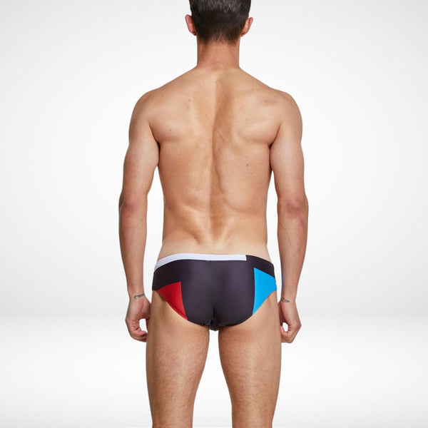 Tricolor Geometric Swim Briefs - CrownJewel.co