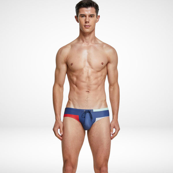 Tricolor Geometric Swim Briefs - CrownJewel.co