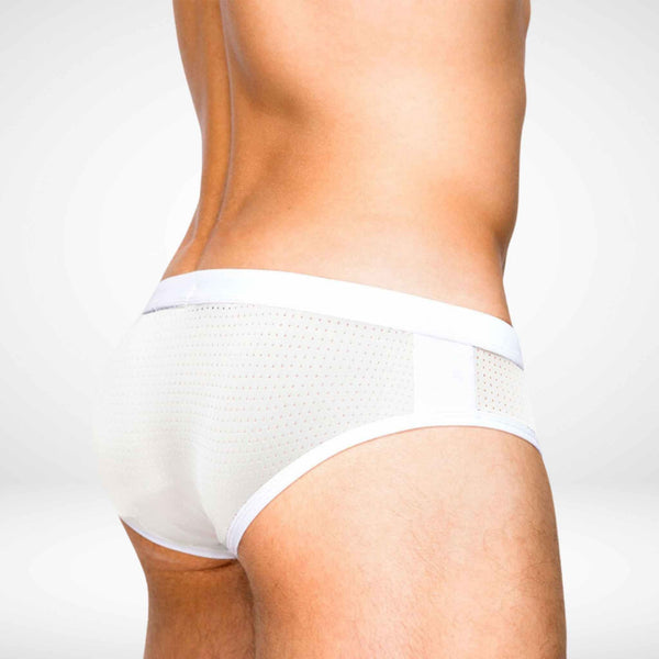 White Mesh Swim Briefs - CrownJewel.co