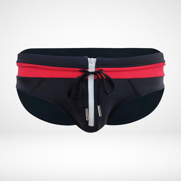 Zipper Front Swim Briefs - CrownJewel.co